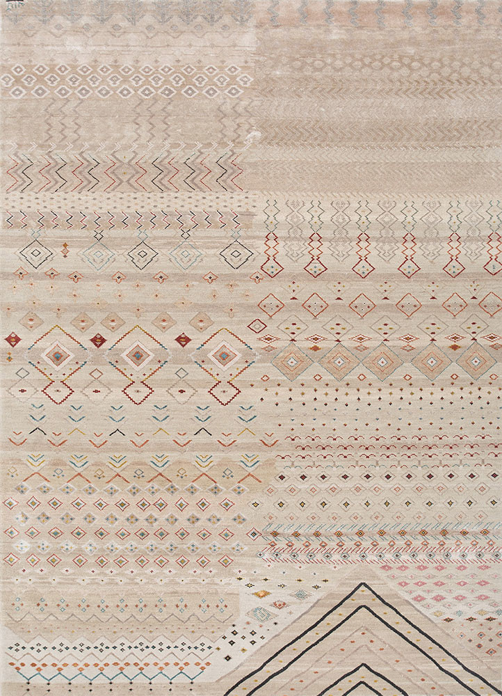 manchaha ivory wool and bamboo silk hand knotted Rug - HeadShot