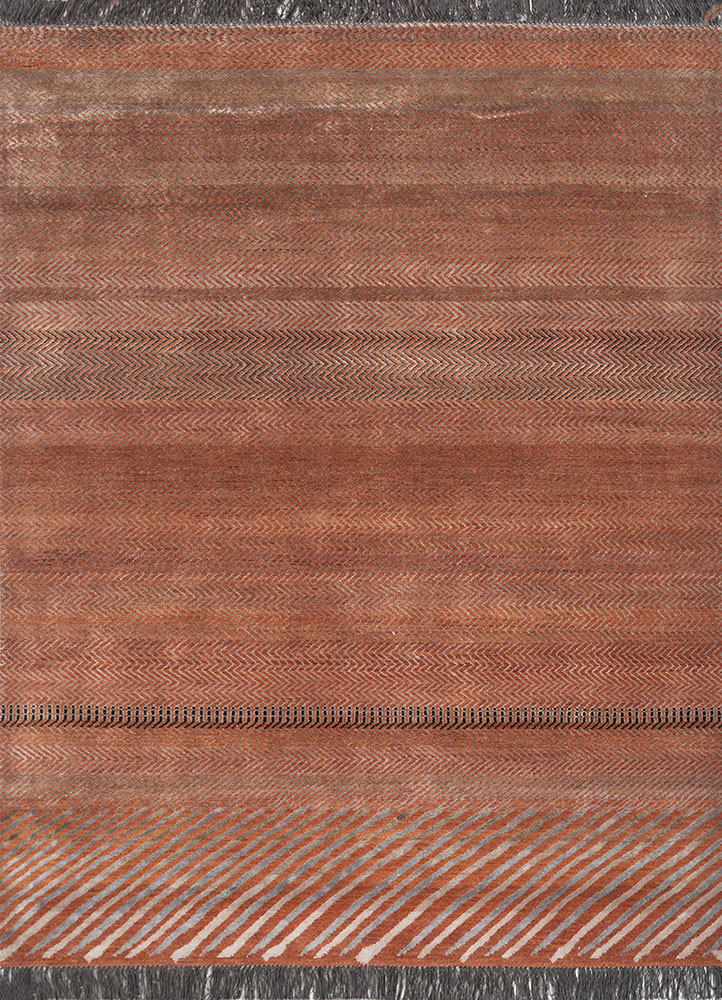 manchaha red and orange wool and bamboo silk hand knotted Rug - HeadShot manchaha red and orange wool and bamboo silk hand knotted Rug - HeadShot
