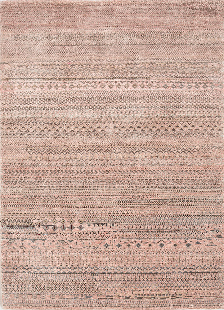 manchaha pink and purple wool and bamboo silk hand knotted Rug - HeadShot