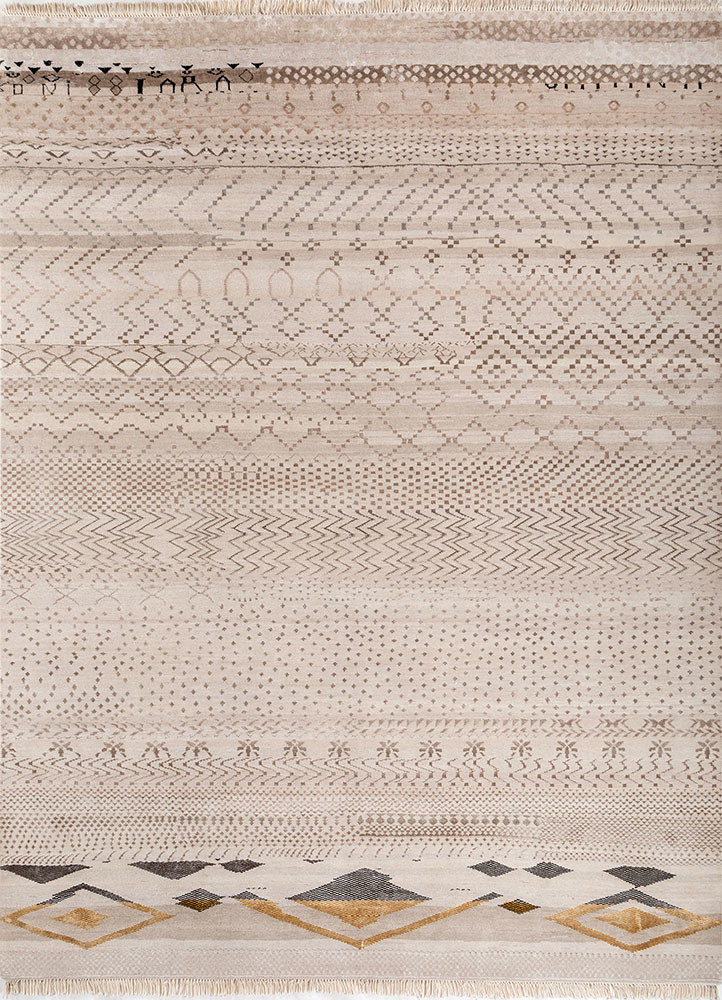 manchaha ivory wool and bamboo silk hand knotted Rug - HeadShot manchaha ivory wool and bamboo silk hand knotted Rug - HeadShot
