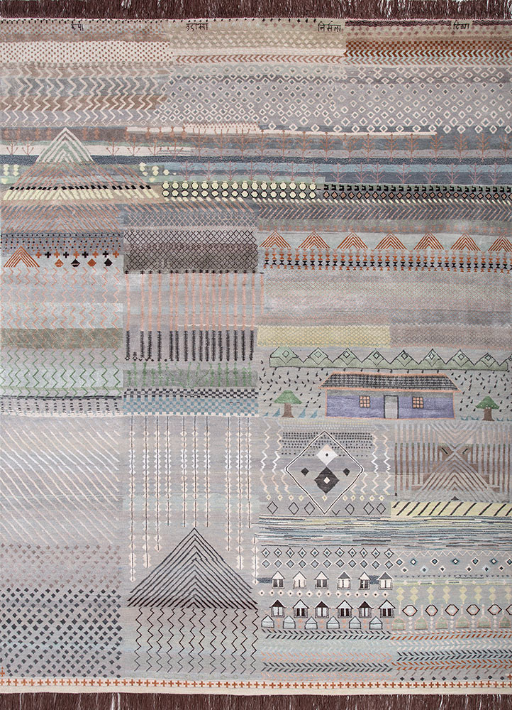 manchaha blue wool and bamboo silk hand knotted Rug - HeadShot manchaha blue wool and bamboo silk hand knotted Rug - HeadShot