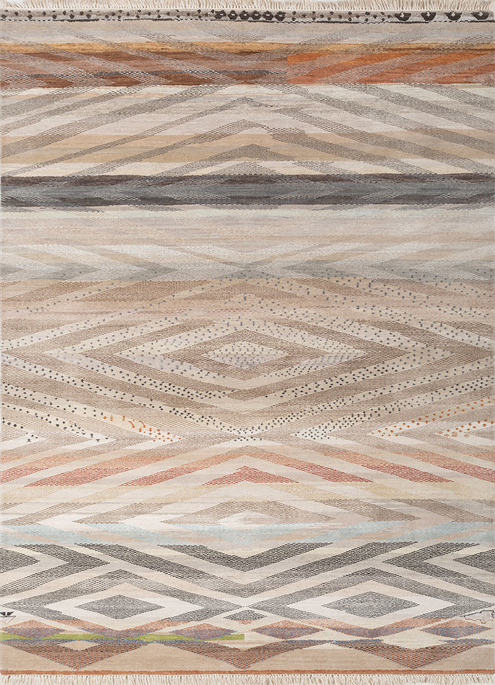 manchaha grey and black wool and bamboo silk hand knotted Rug - HeadShot manchaha grey and black wool and bamboo silk hand knotted Rug - HeadShot