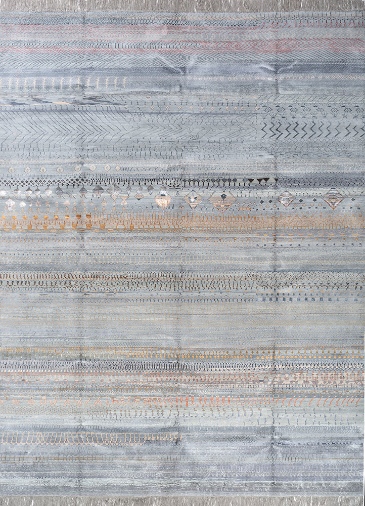 manchaha blue wool and bamboo silk hand knotted Rug - HeadShot manchaha blue wool and bamboo silk hand knotted Rug - HeadShot