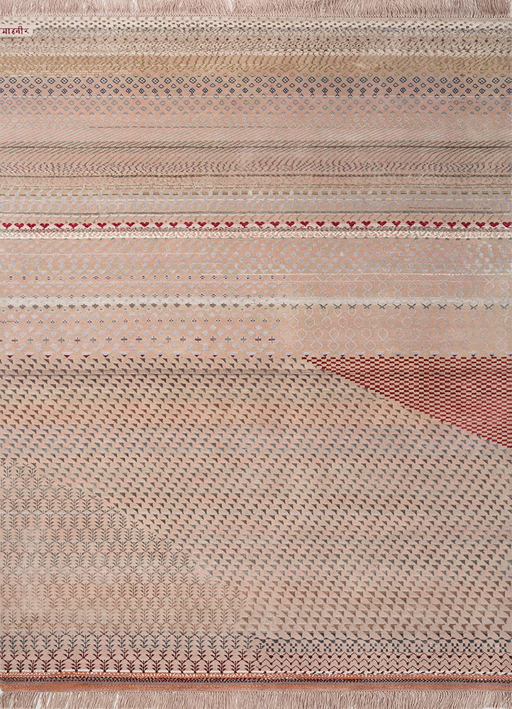 manchaha red and orange wool and bamboo silk hand knotted Rug - HeadShot manchaha red and orange wool and bamboo silk hand knotted Rug - HeadShot