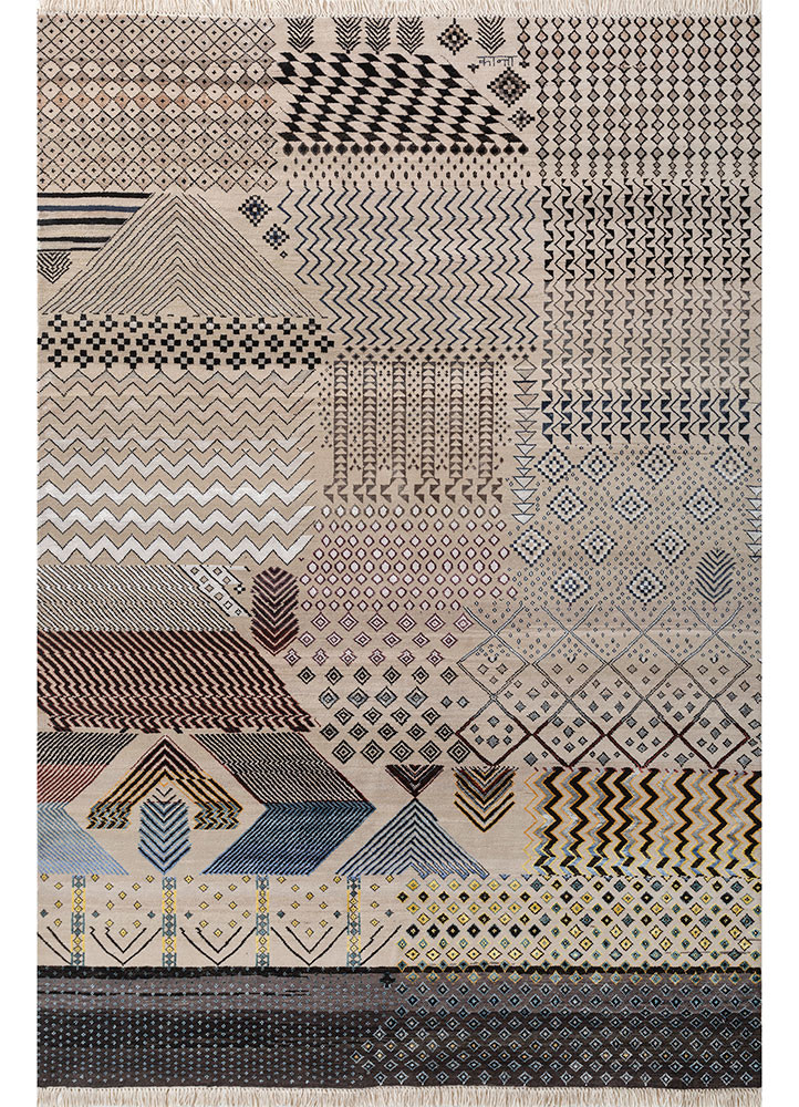 manchaha ivory wool and bamboo silk hand knotted Rug - HeadShot manchaha ivory wool and bamboo silk hand knotted Rug - HeadShot