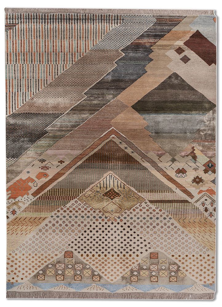 manchaha ivory wool and bamboo silk hand knotted Rug - HeadShot manchaha ivory wool and bamboo silk hand knotted Rug - HeadShot