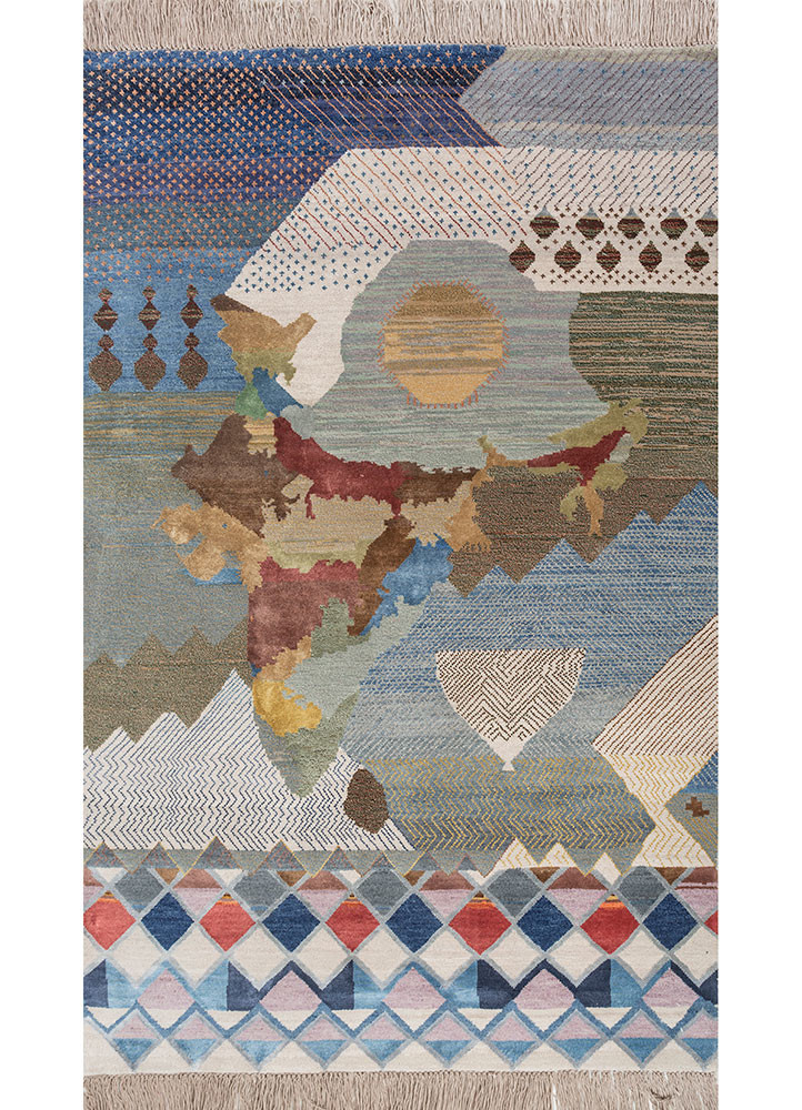 Manchaha Blue Hand Knotted Wool & Bamboo Silk Rugs - Les-2651 - Jaipur ...