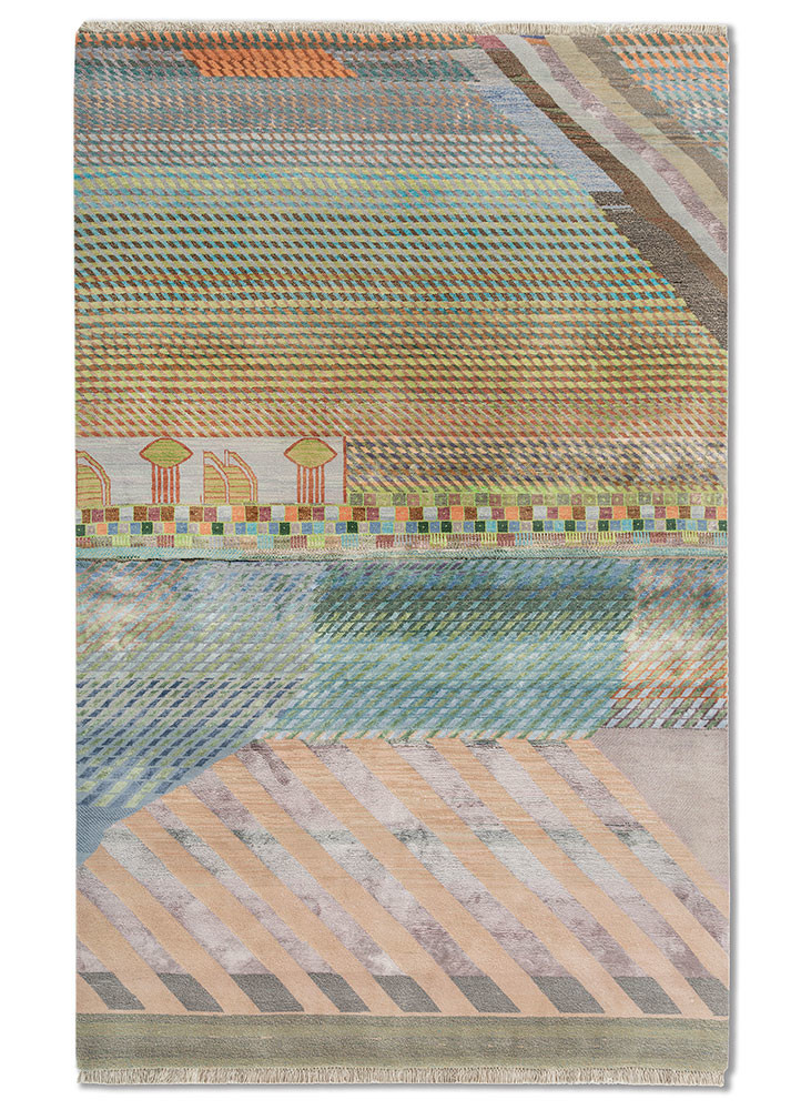 manchaha red and orange wool and bamboo silk hand knotted Rug - HeadShot manchaha red and orange wool and bamboo silk hand knotted Rug - HeadShot