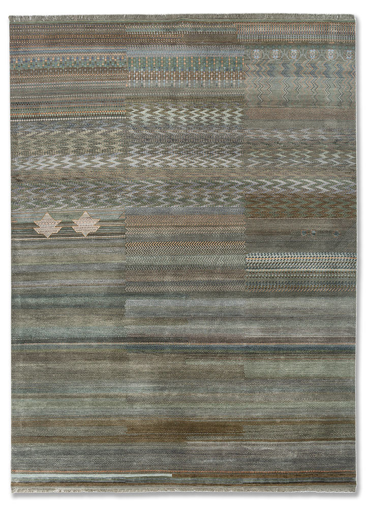 manchaha green wool and bamboo silk hand knotted Rug - HeadShot manchaha green wool and bamboo silk hand knotted Rug - HeadShot