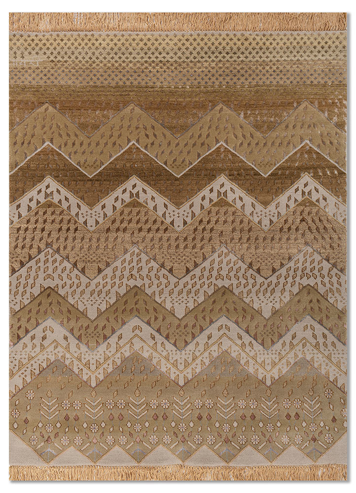 manchaha gold wool and bamboo silk hand knotted Rug - HeadShot manchaha gold wool and bamboo silk hand knotted Rug - HeadShot