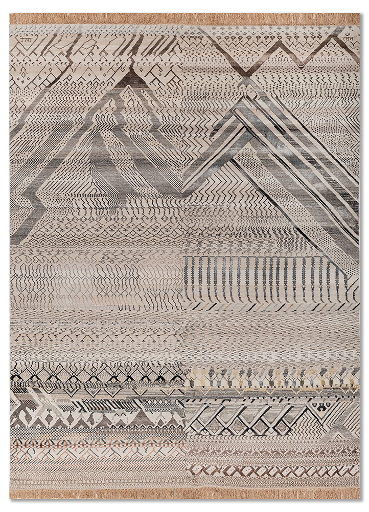 manchaha ivory wool and bamboo silk hand knotted Rug - HeadShot manchaha ivory wool and bamboo silk hand knotted Rug - HeadShot