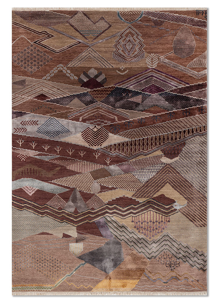 manchaha red and orange wool and bamboo silk hand knotted Rug - HeadShot manchaha red and orange wool and bamboo silk hand knotted Rug - HeadShot