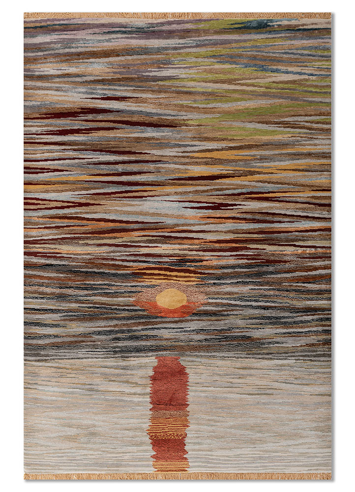 manchaha grey and black wool and bamboo silk hand knotted Rug - HeadShot