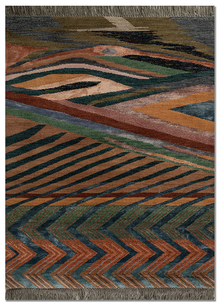 Manchaha Red & Orange Hand Knotted Wool & Bamboo Silk Rugs - Les-2814 ...