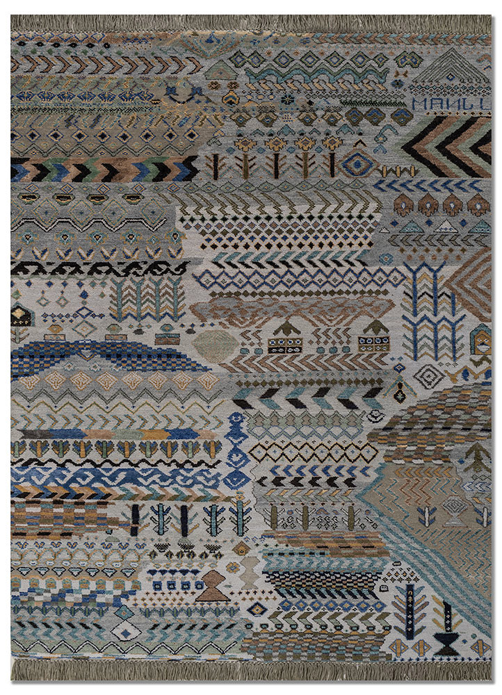 manchaha blue wool and bamboo silk hand knotted Rug - HeadShot manchaha blue wool and bamboo silk hand knotted Rug - HeadShot