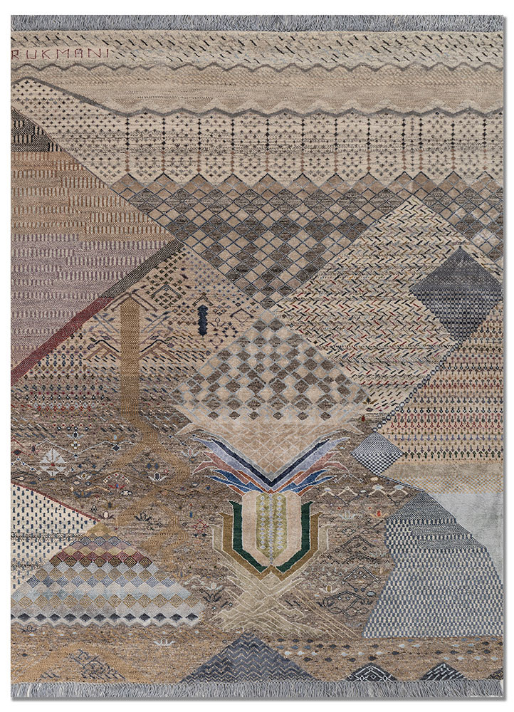 manchaha ivory wool and bamboo silk hand knotted Rug - HeadShot manchaha ivory wool and bamboo silk hand knotted Rug - HeadShot