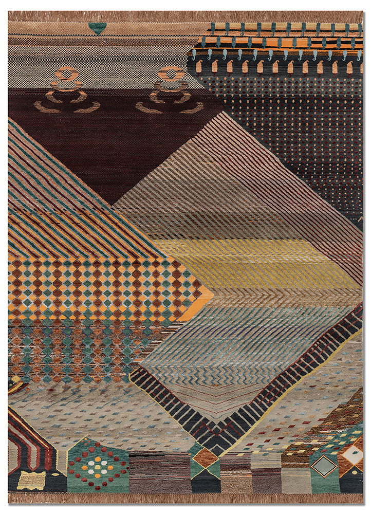 manchaha blue wool and bamboo silk hand knotted Rug - HeadShot manchaha blue wool and bamboo silk hand knotted Rug - HeadShot