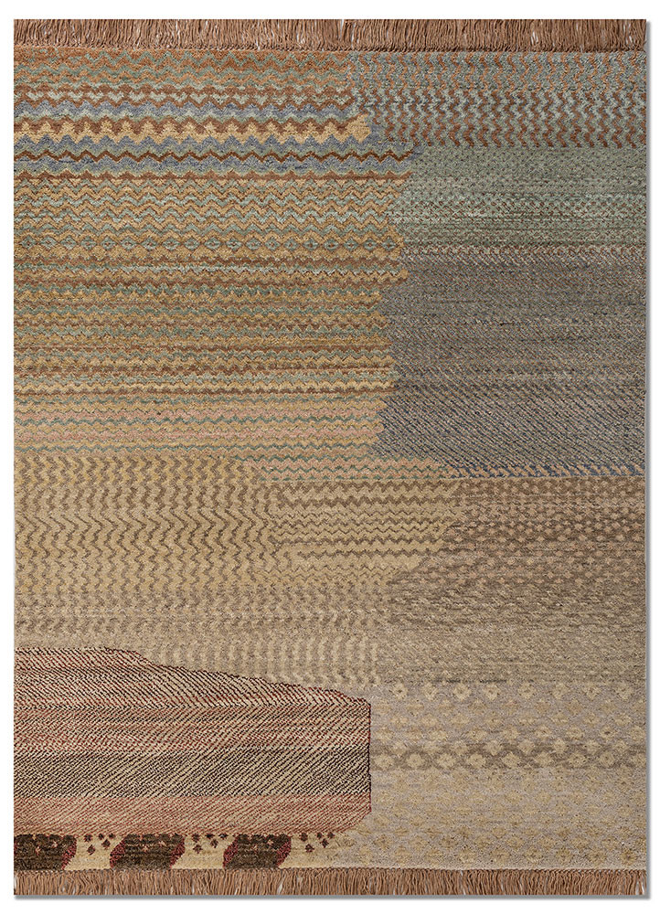 manchaha gold wool and bamboo silk hand knotted Rug - HeadShot manchaha gold wool and bamboo silk hand knotted Rug - HeadShot