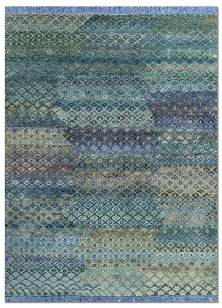 manchaha green wool and bamboo silk hand knotted Rug - HeadShot manchaha green wool and bamboo silk hand knotted Rug - HeadShot