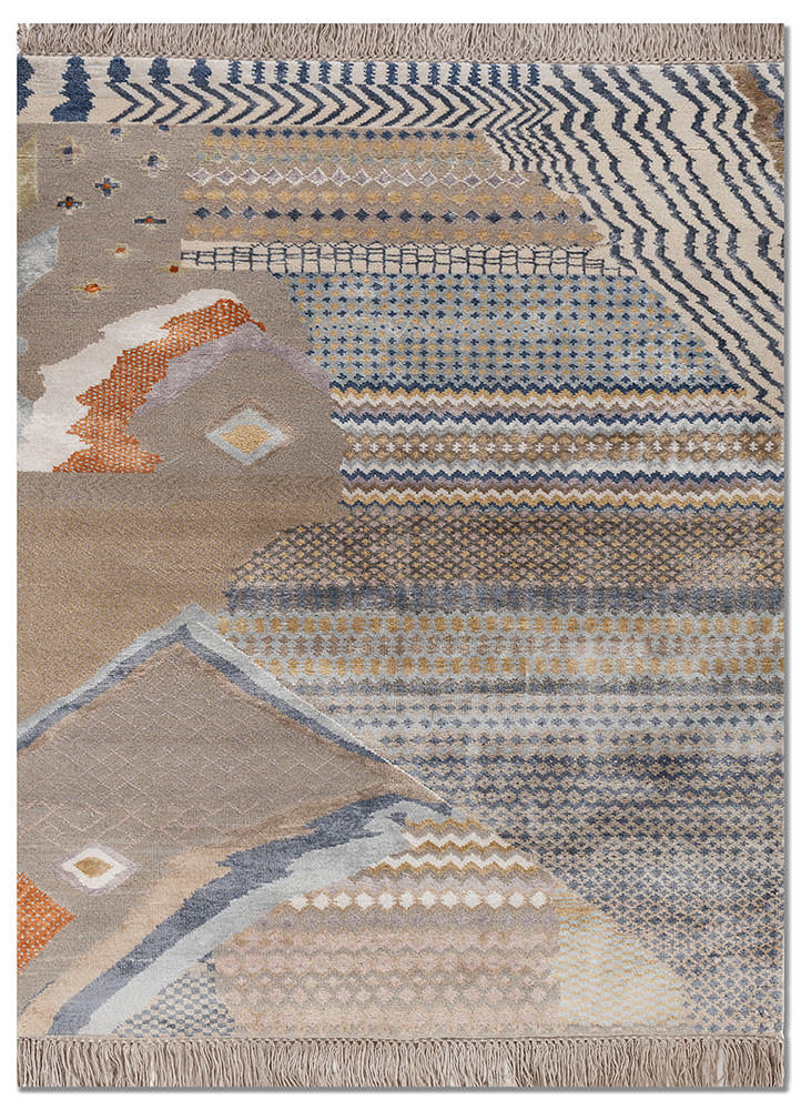 manchaha ivory wool and bamboo silk hand knotted Rug - HeadShot manchaha ivory wool and bamboo silk hand knotted Rug - HeadShot