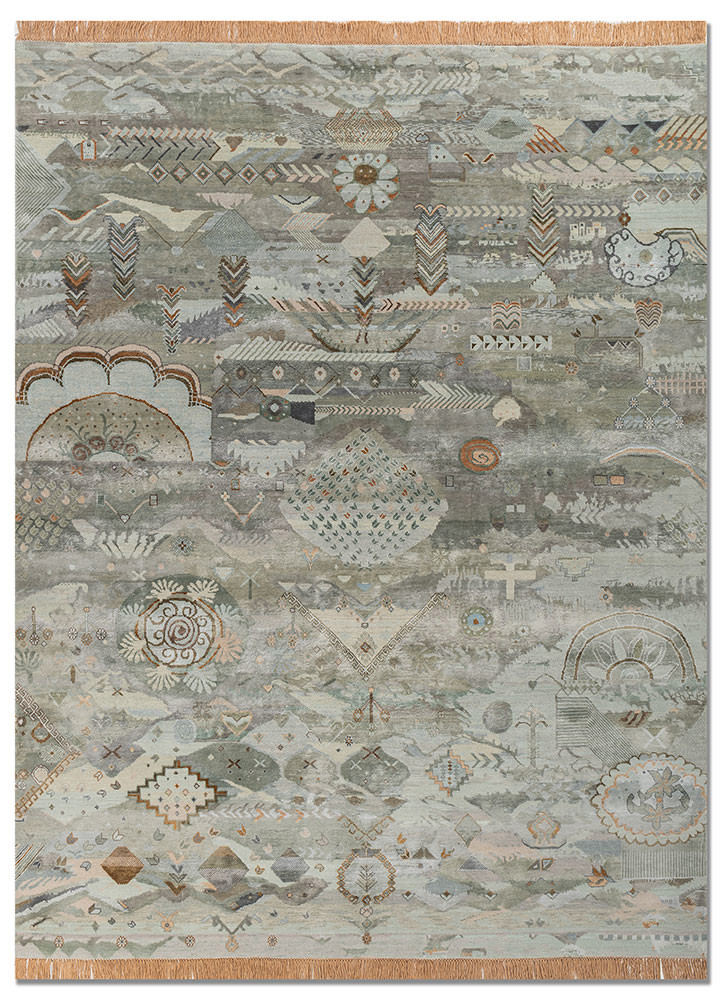 manchaha blue wool and bamboo silk hand knotted Rug - HeadShot manchaha blue wool and bamboo silk hand knotted Rug - HeadShot