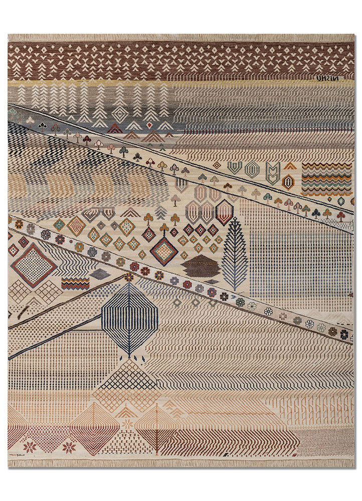 manchaha ivory wool and bamboo silk hand knotted Rug - HeadShot manchaha ivory wool and bamboo silk hand knotted Rug - HeadShot