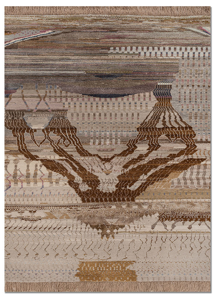 manchaha ivory wool and bamboo silk hand knotted Rug - HeadShot manchaha ivory wool and bamboo silk hand knotted Rug - HeadShot