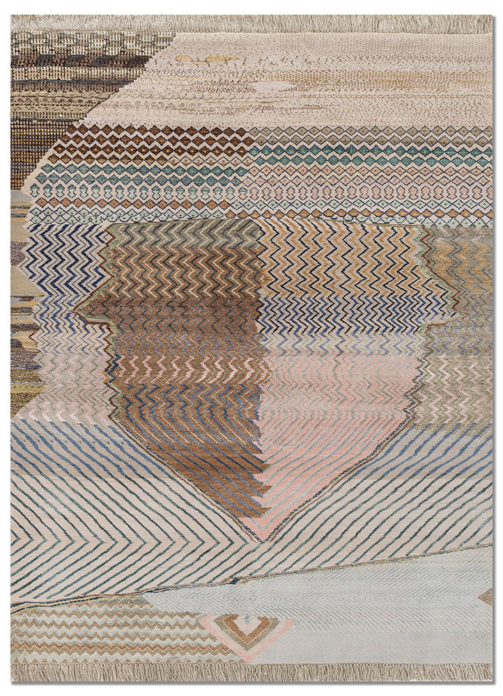 manchaha ivory wool and bamboo silk hand knotted Rug - HeadShot manchaha ivory wool and bamboo silk hand knotted Rug - HeadShot