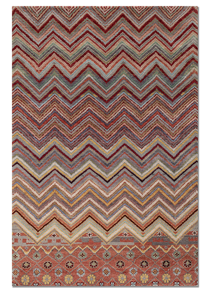manchaha red and orange wool and bamboo silk hand knotted Rug - HeadShot manchaha red and orange wool and bamboo silk hand knotted Rug - HeadShot