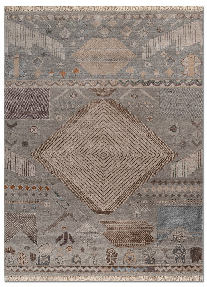 weaver art reserve grey and black wool and bamboo silk hand knotted Rug - HeadShot