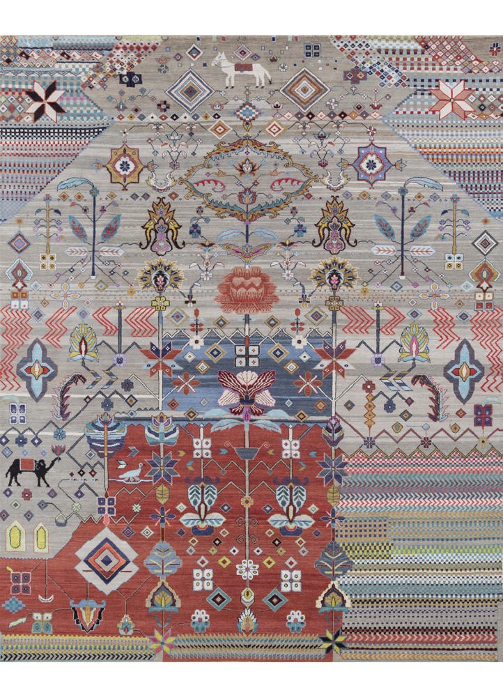 weaver art reserve grey and black wool and bamboo silk hand knotted Rug - HeadShot