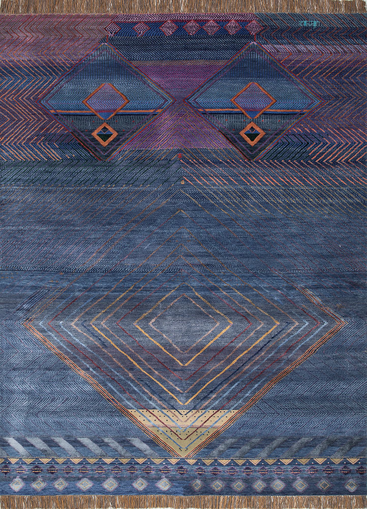 Freedom Manchaha Blue Hand Knotted Wool and Bamboo Silk Rugs Les8191