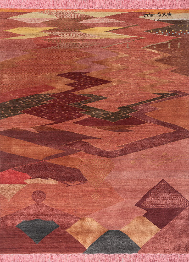 freedom manchaha ivory wool and bamboo silk hand knotted Rug - HeadShot