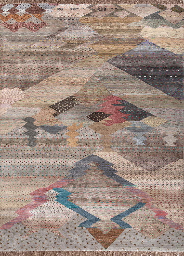 freedom manchaha beige and brown wool and bamboo silk hand knotted Rug - HeadShot freedom manchaha beige and brown wool and bamboo silk hand knotted Rug - HeadShot