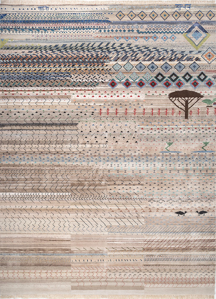 freedom manchaha ivory wool and bamboo silk hand knotted Rug - HeadShot freedom manchaha ivory wool and bamboo silk hand knotted Rug - HeadShot