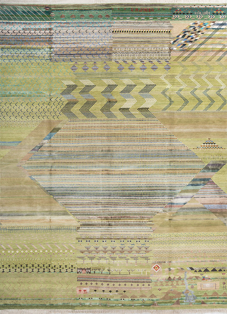freedom manchaha green wool and bamboo silk hand knotted Rug - HeadShot freedom manchaha green wool and bamboo silk hand knotted Rug - HeadShot