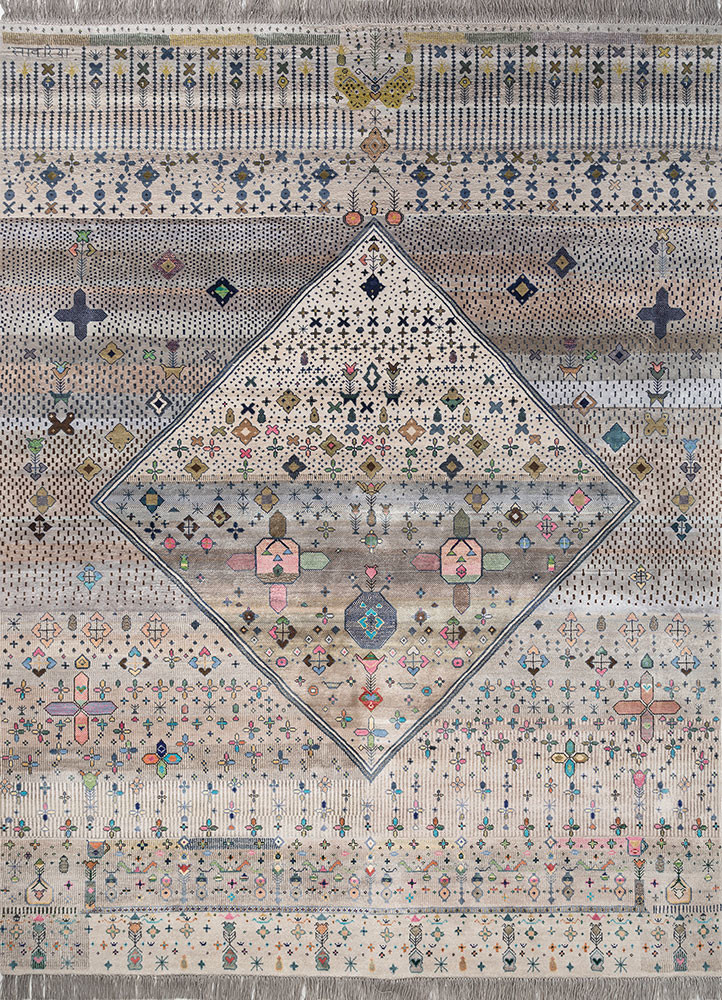 freedom manchaha ivory wool and bamboo silk hand knotted Rug - HeadShot freedom manchaha ivory wool and bamboo silk hand knotted Rug - HeadShot