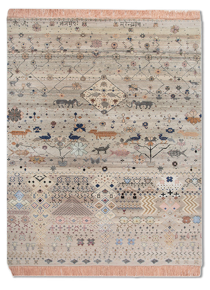 freedom manchaha ivory wool and bamboo silk hand knotted Rug - HeadShot freedom manchaha ivory wool and bamboo silk hand knotted Rug - HeadShot