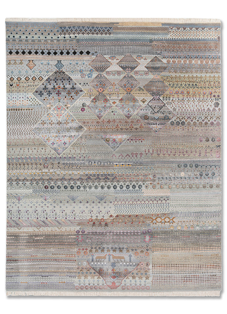 freedom manchaha blue wool and bamboo silk hand knotted Rug - HeadShot freedom manchaha blue wool and bamboo silk hand knotted Rug - HeadShot