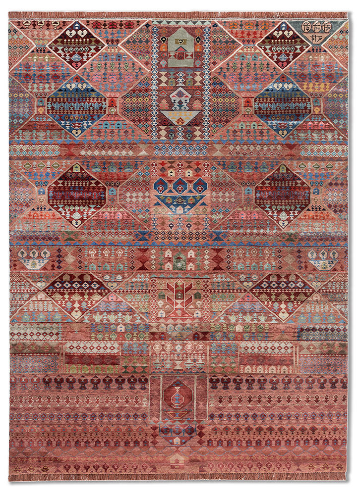 freedom manchaha red and orange wool and bamboo silk hand knotted Rug - HeadShot freedom manchaha red and orange wool and bamboo silk hand knotted Rug - HeadShot