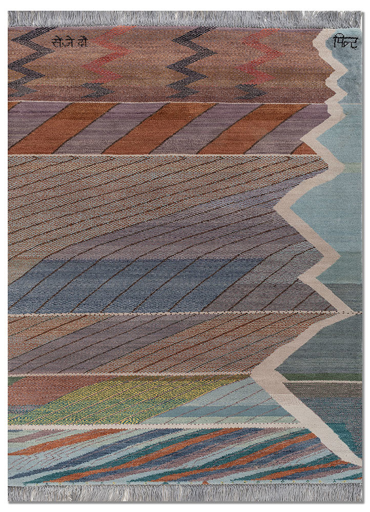 freedom manchaha pink and purple wool and bamboo silk hand knotted Rug - HeadShot freedom manchaha pink and purple wool and bamboo silk hand knotted Rug - HeadShot