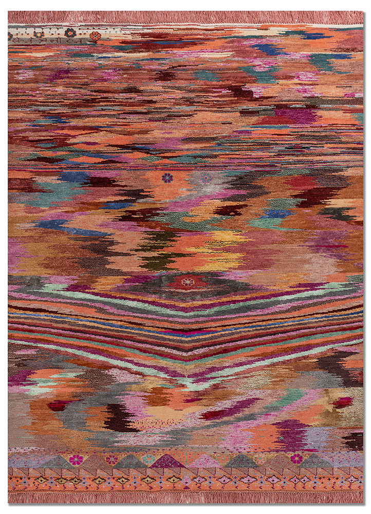 freedom manchaha red and orange wool and bamboo silk hand knotted Rug - HeadShot freedom manchaha red and orange wool and bamboo silk hand knotted Rug - HeadShot