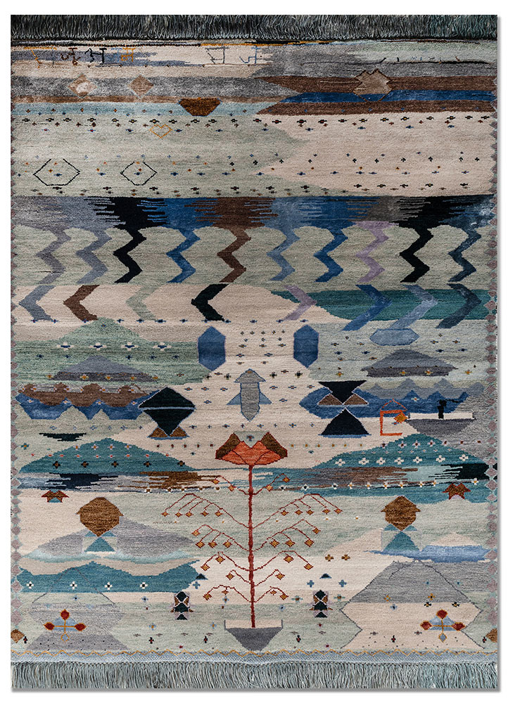 freedom manchaha ivory wool and bamboo silk hand knotted Rug - HeadShot freedom manchaha ivory wool and bamboo silk hand knotted Rug - HeadShot