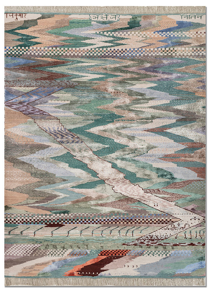 freedom manchaha ivory wool and bamboo silk hand knotted Rug - HeadShot freedom manchaha ivory wool and bamboo silk hand knotted Rug - HeadShot