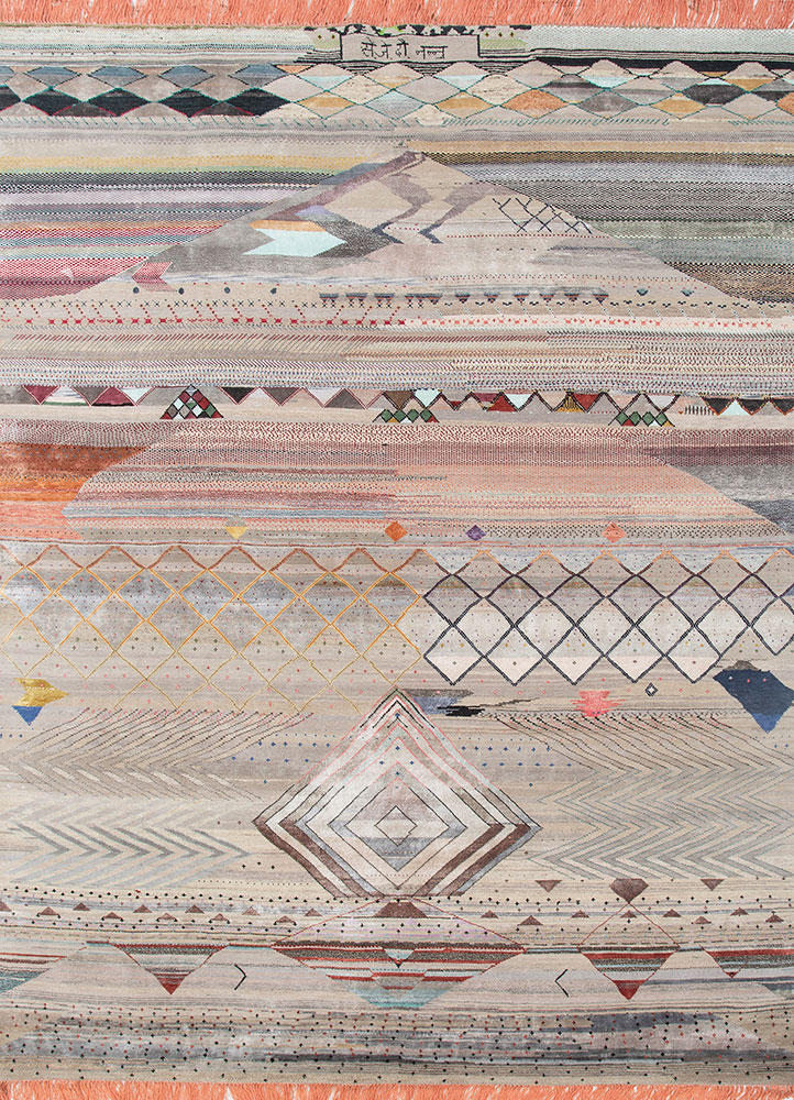 Freedom Manchaha Grey and Black Hand Knotted Wool and Bamboo Silk Rugs