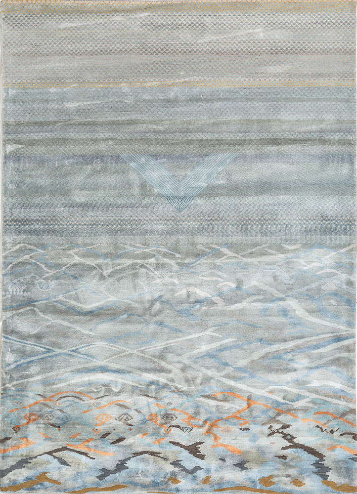 manchaha blue bamboo silk hand knotted Rug - HeadShot manchaha blue bamboo silk hand knotted Rug - HeadShot
