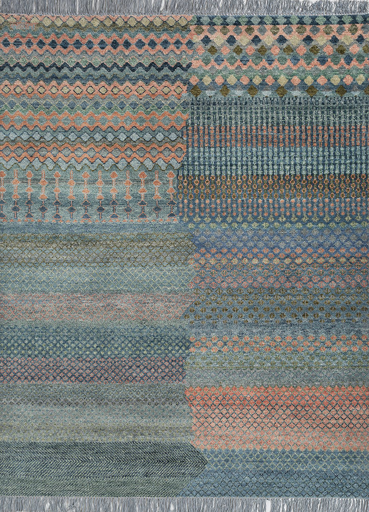 manchaha blue wool hand knotted Rug - HeadShot manchaha blue wool hand knotted Rug - HeadShot