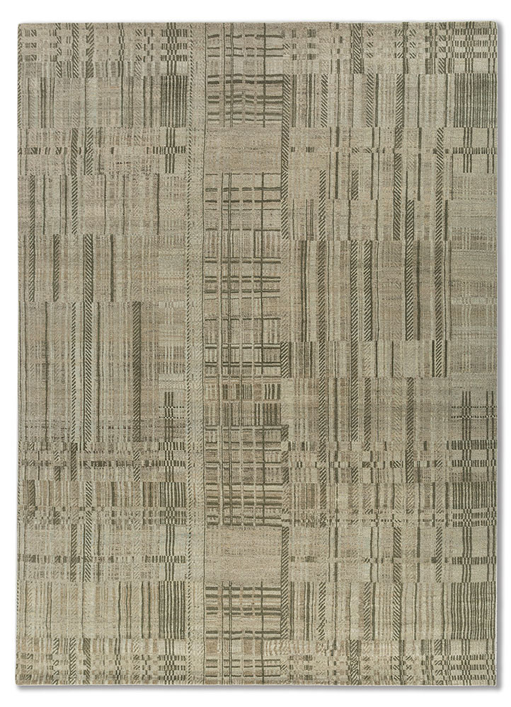 unstring by kavi green wool hand knotted Rug - HeadShot