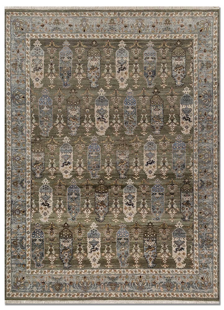aprezo green wool hand knotted Rug - HeadShot aprezo green wool hand knotted Rug - HeadShot
