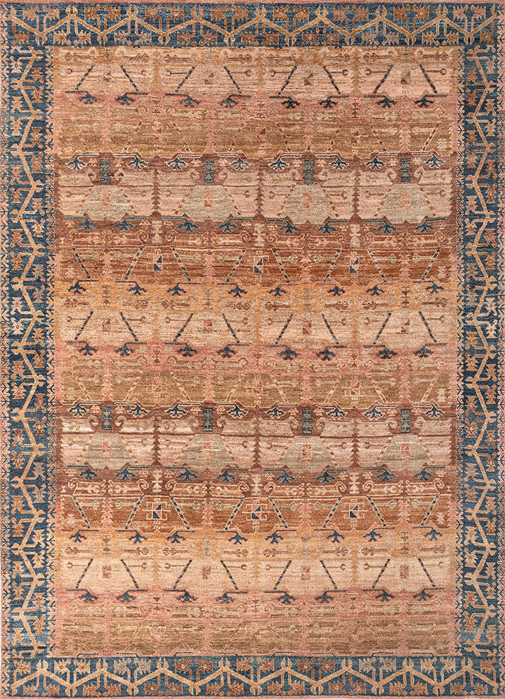 beige and brown beige and brown wool hand knotted Rug